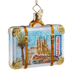 Poesie in Glas Baumschmuck Aus Glas-Koffer Barcelona