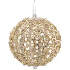 Käthe Wohlfahrt Baumschmuck Aus Kunstharz-Kugel Mit Filigranen Sternen, Gold
