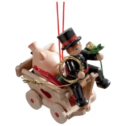 Käthes Original Baumschmuck Aus Holz-Leiterwagen Mit Kaminkehrer