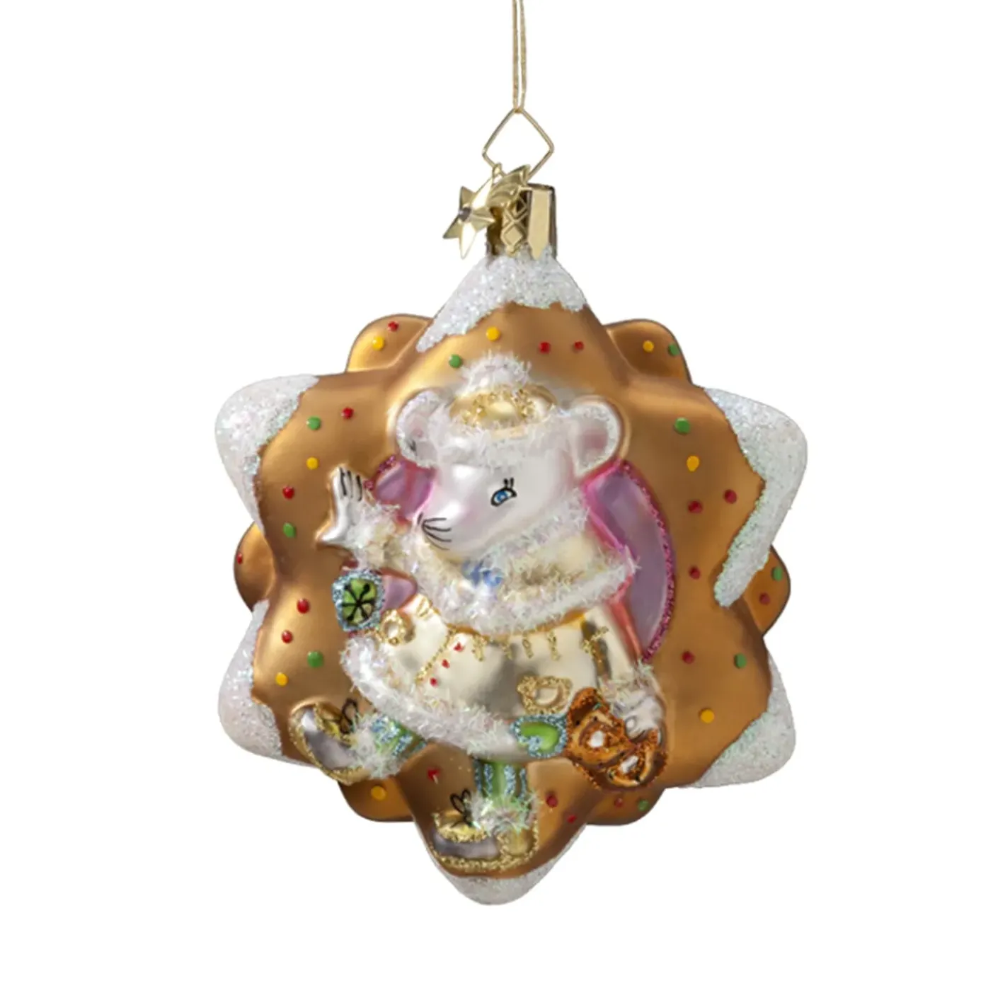Poesie in Glas Baumschmuck Aus Glas-Maus Mit Lebkuchen