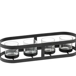 Käthe Wohlfahrt Kerzen & Teelichthalter-Metall Teelichthalter Oval, Scharz