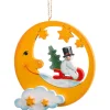 Käthes Original Baumschmuck Aus Holz-Mond Mit Schneemann Auf Schlitten