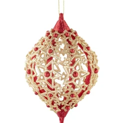 Käthe Wohlfahrt Baumschmuck Aus Kunststoff-Olive Mit Filigranen Sternen, Rot