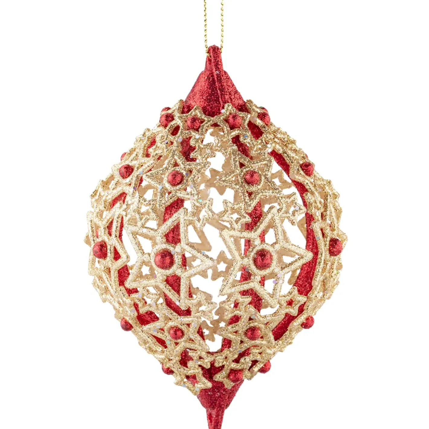 Käthe Wohlfahrt Baumschmuck Aus Kunststoff-Olive Mit Filigranen Sternen, Rot