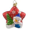 Poesie in Glas Baumschmuck Aus Glas-Portraitstern Schneemann