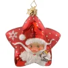 Poesie in Glas Baumschmuck Aus Glas-Portraitstern Weihnachtsmann