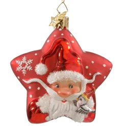 Poesie in Glas Baumschmuck Aus Glas-Portraitstern Weihnachtsmann