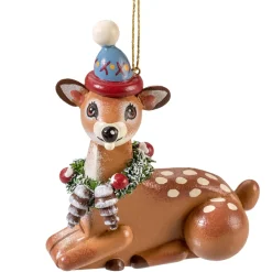 Käthes Original Baumschmuck Aus Holz-Rehkitz Mit Bommelmutze