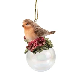Käthe Wohlfahrt Baumschmuck Aus Kunstharz-Rotkehlchen Auf Kugel