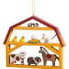 Käthes Original Baumschmuck Aus Holz-Scheune Mit Tieren