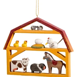 Käthes Original Baumschmuck Aus Holz-Scheune Mit Tieren