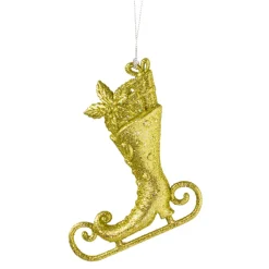 Käthe Wohlfahrt Baumschmuck Aus Kunststoff-Schlittschuh Mit Glimmer, Gold