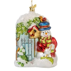 Poesie in Glas Baumschmuck Aus Glas-Schneemann Am Gartentor