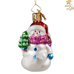Poesie in Glas Baumschmuck Aus Glas-Schneemann Mit Baum