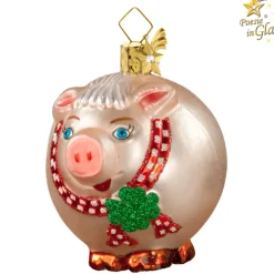 Poesie in Glas Baumschmuck Aus Glas-Schwein (Rund)