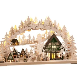 RATAGS Holzdesign Schwibbögen-Schwibbögen "Fachwerkdorf" 230V Mit Usb A-Anschluss