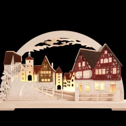 RATAGS Holzdesign Rothenburg Motive-Schwibbögen "Rothenburg Plonlein", 115 V Mit Usb A-Anschluss