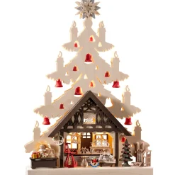 RATAGS Holzdesign Schwibbögen-Schwibbögen "Tanne Mit Geschenkeladen", 230V Mit Usb A-Anschluss