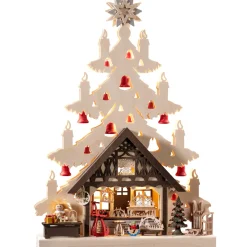 RATAGS Holzdesign Schwibbögen-Schwibbögen "Tanne Mit Geschenkeladen", 115V Mit Usb A-Anschluss