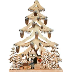 RATAGS Holzdesign Schwibbögen-Schwibbögen "Tanne Waldhaus", 230V Mit Usb A-Anschluss