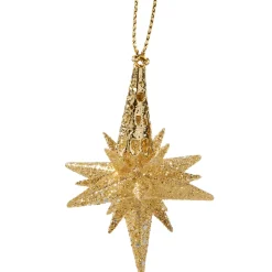 Käthe Wohlfahrt Baumschmuck Aus Kunststoff-Stern Mit Glimmer, Gold, 6 Cm