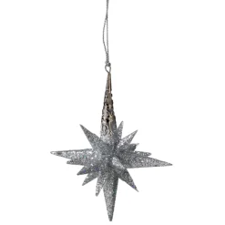 Käthe Wohlfahrt Baumschmuck Aus Kunststoff-Stern Mit Glimmer, Silber, 12 Cm