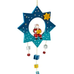 Käthes Original Baumschmuck Aus Holz-Stern Mit Weihnachtsmann