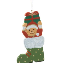 Käthes Original Baumschmuck Aus Zinn-Teddy In Nikolausstiefel, Grun