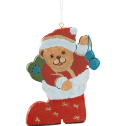 Käthes Original Baumschmuck Aus Zinn-Teddy In Nikolausstiefel, Rot