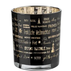 Käthe Wohlfahrt Kerzen & Teelichthalter-Teelichtglas "Frohliche Weihnachten", 10Cm
