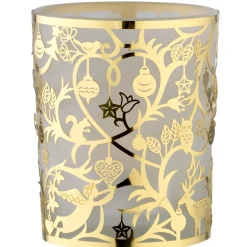 Käthe Wohlfahrt Kerzen & Teelichthalter-Teelichtglas "Waldweihnacht" Gold