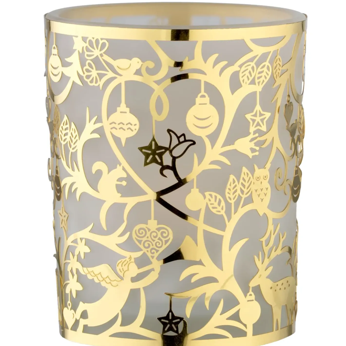 Käthe Wohlfahrt Kerzen & Teelichthalter-Teelichtglas "Waldweihnacht" Gold