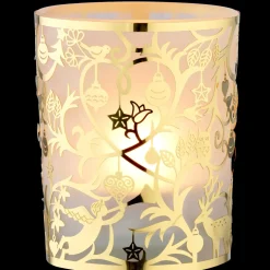 Käthe Wohlfahrt Kerzen & Teelichthalter-Teelichtglas "Waldweihnacht" Gold