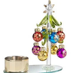 Käthe Wohlfahrt Kerzen & Teelichthalter-Teelichthalter Glasbaum Mit Bunten Kugeln, Gold