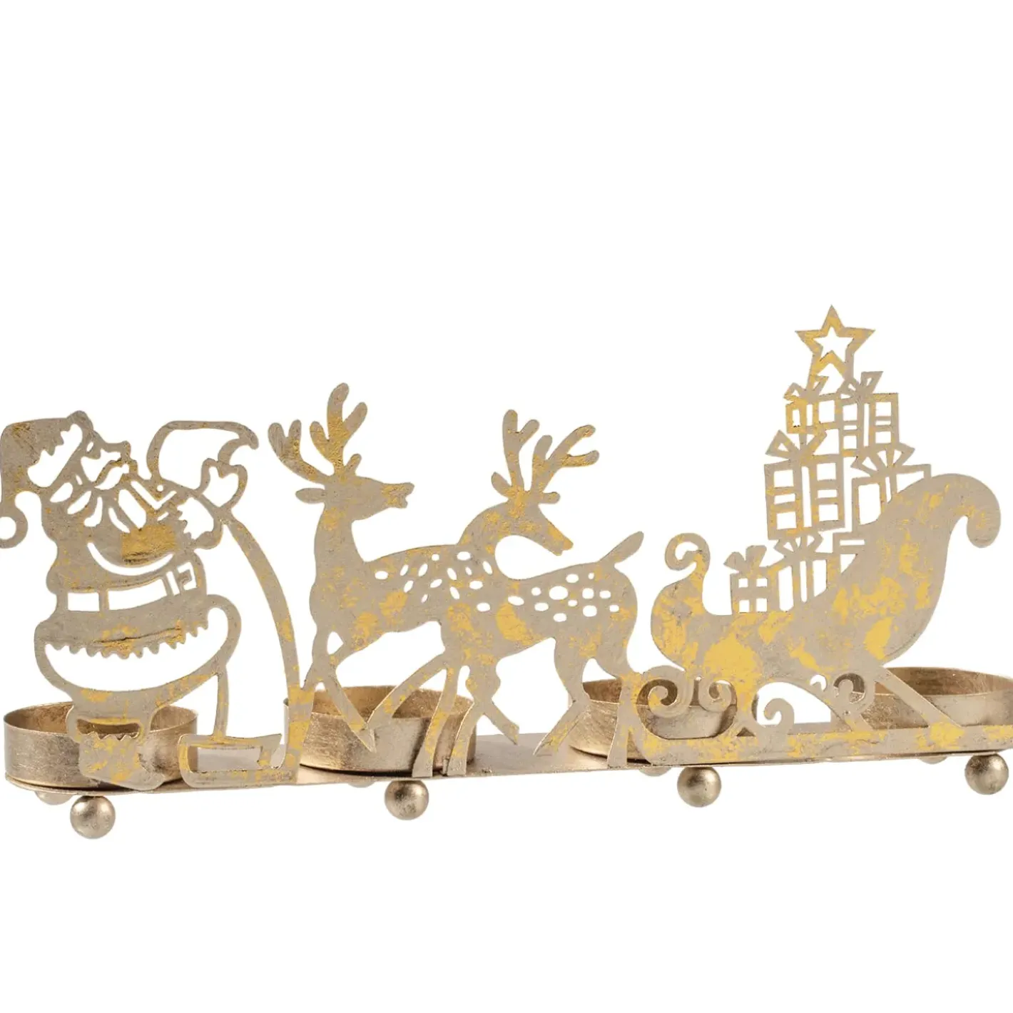 Käthe Wohlfahrt Kerzen & Teelichthalter-Teelichthalter "Rentierschlitten", Gold