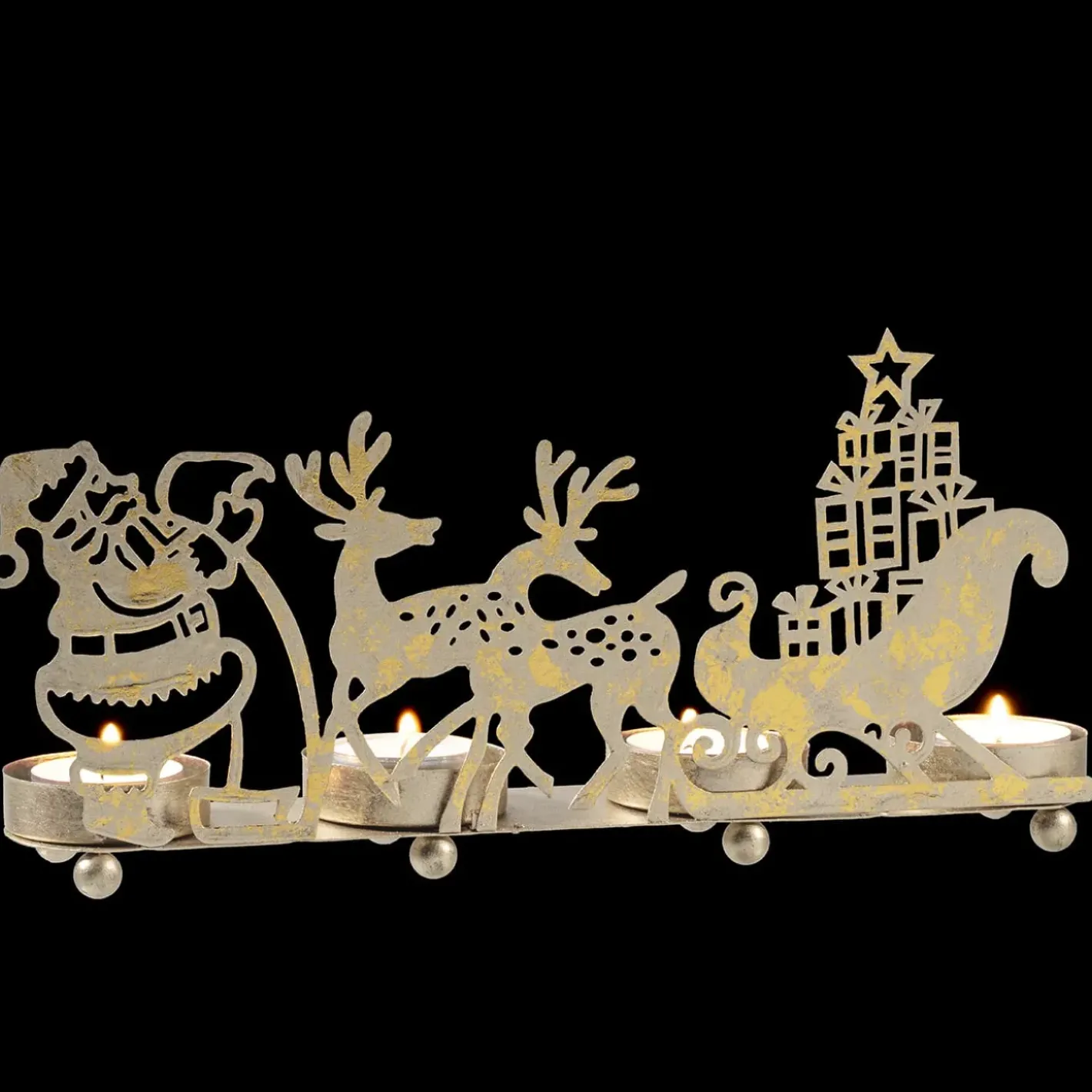Käthe Wohlfahrt Kerzen & Teelichthalter-Teelichthalter "Rentierschlitten", Gold