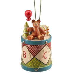 Käthes Original Baumschmuck Aus Holz-Trommel Mit Teddy