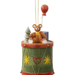 Käthes Original Baumschmuck Aus Holz-Trommel Mit Teddy