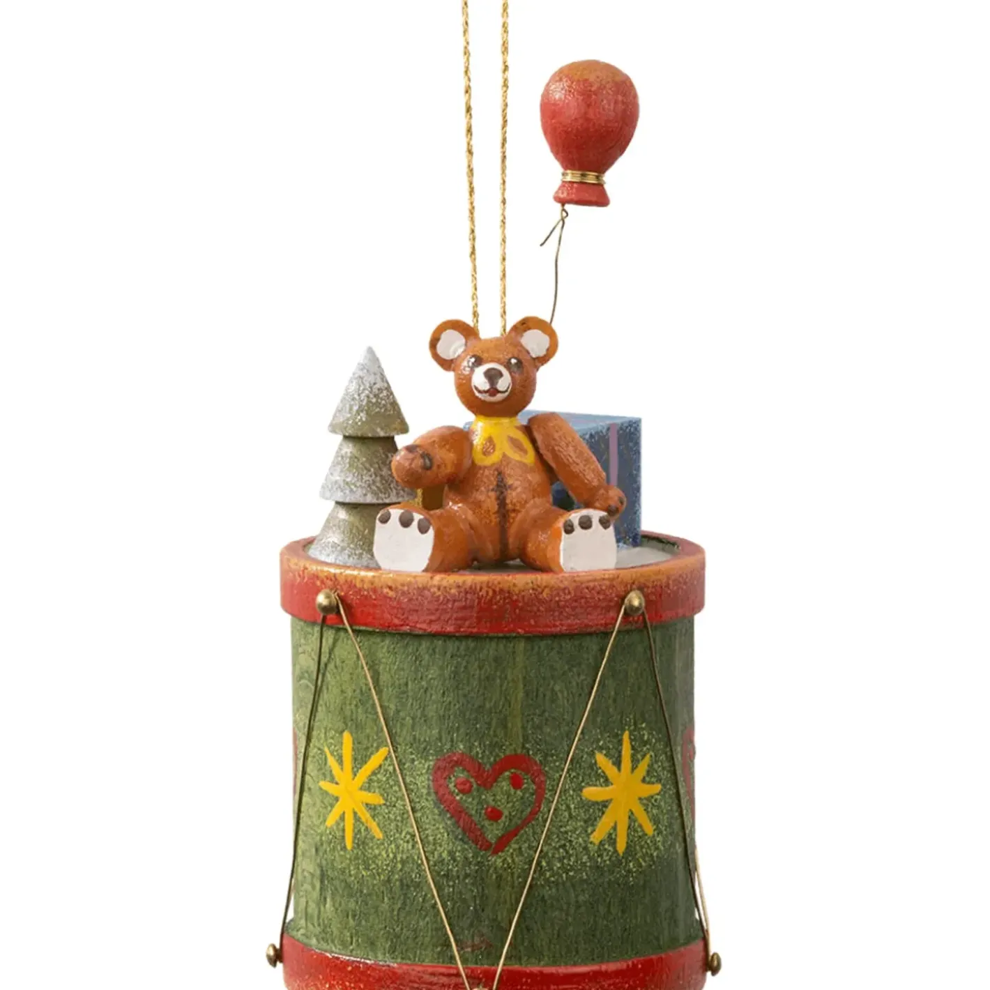Käthes Original Baumschmuck Aus Holz-Trommel Mit Teddy