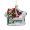 Poesie in Glas Baumschmuck Aus Glas-Verschneite Gartenbank