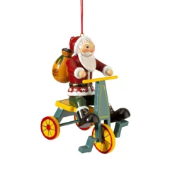 Käthes Original Baumschmuck Aus Holz-Weihnachtsmann Auf Dreirad