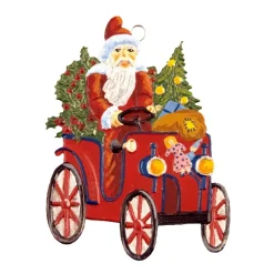 Käthes Original Baumschmuck Aus Zinn-Weihnachtsmann Im Auto