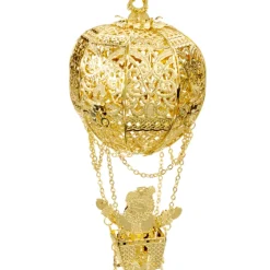 Käthe Wohlfahrt Baumschmuck Aus Messing-Weihnachtsmann Im Ballon, Vergoldet