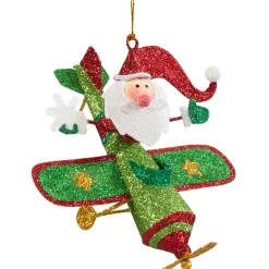 Käthe Wohlfahrt Baumschmuck Aus Metall-Weihnachtsmann Im Flugzeug