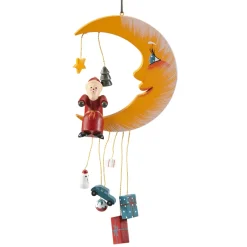 Käthes Original Baumschmuck Aus Holz-Weihnachtsmann Im Mond