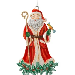 Käthes Original Baumschmuck Aus Zinn-Weihnachtsmann Mit Ilex