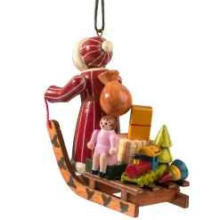 Käthes Original Baumschmuck Aus Holz-Weihnachtsmann Mit Schlitten
