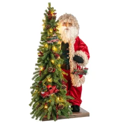 Käthe Wohlfahrt Standfiguren-Weihnachtsmann Mit Weihnachtsbaum Und Lokomotive