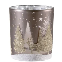 Käthe Wohlfahrt Kerzen & Teelichthalter-Windlicht "Hirsche Im Wald" Taupe, 10Cm