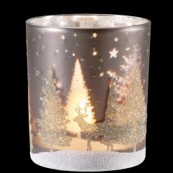 Käthe Wohlfahrt Kerzen & Teelichthalter-Windlicht "Hirsche Im Wald" Taupe, 10Cm